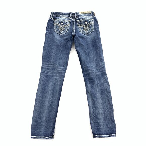 $174 Rock Revival Telma Easy Skinny Leg Jeans 27 Womens Medium Blue Wash Denim - Picture 2 of 8